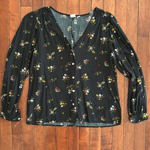 $5 Gap Women’s Black Floral Button Down Blouse Top Size Small